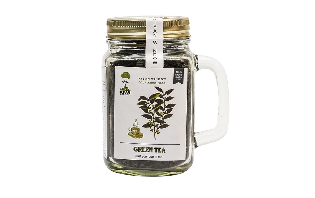Kiwi Kisan Window Green Tea    Glass Jar  100 grams